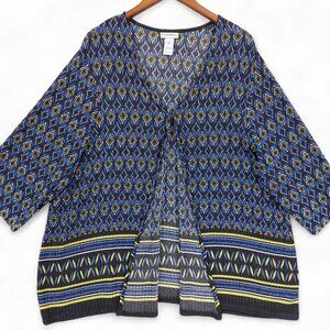 Catherines Cardigan Womens Sz 2X (22/24) Geometric Stretch Lightweight Cover-up